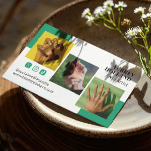 Viridian Grönt 3 Foton Social Media Nail Artist Visitkort