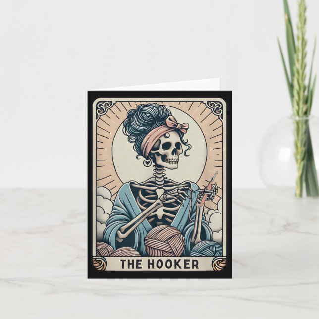 Virka Älskare Tarotkort Rolig Virka Skelett Kort (Framsida)