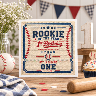 Virka Baseball Biljett 1-års födelsedag baby pojke Pappersservett