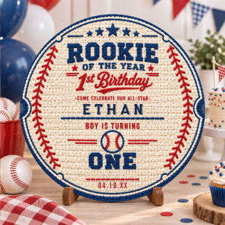 Virka Baseball Biljett 1-årsdag baby pojke Runt Klistermärke