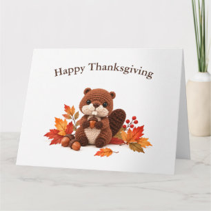 Virka Bäver Glad Thanksgiving Kort