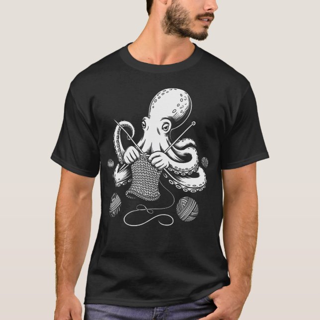 Virka bläckfisk virka stickning garn t shirt (Framsida)
