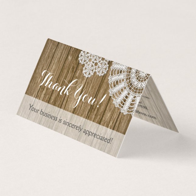 Virka Doilies Rustik Trä Landsbygd Tackkort Kort (Framsida)