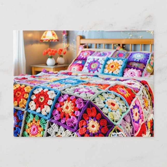 Virka fyrkantig virkningskonst vykort (Framsida)