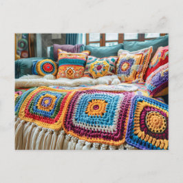 Virka Granny Square-konst Vykort