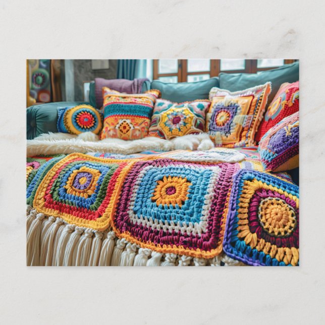 Virka Granny Square-konst Vykort (Framsida)