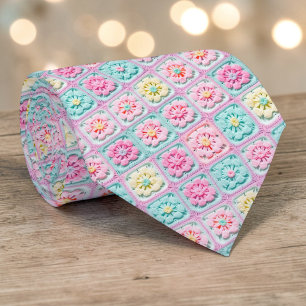Virka halsduk med Granny Square från 70-talet Slips