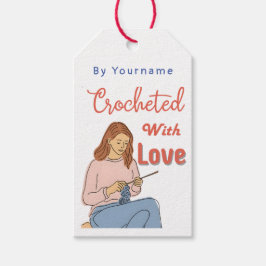 Virka med kärlek Handgjord presentkort med skötsel Presentetikett