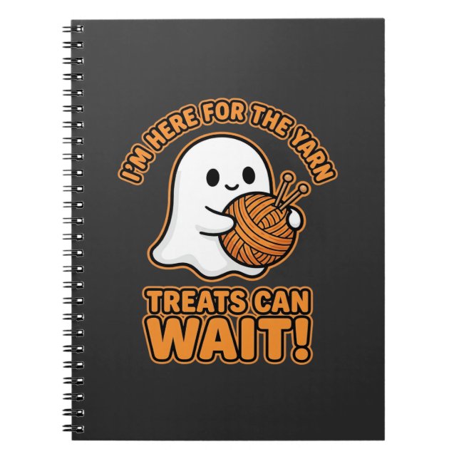 Virka Spök Yarn Halloween Design Anteckningsbok (Framsidan)