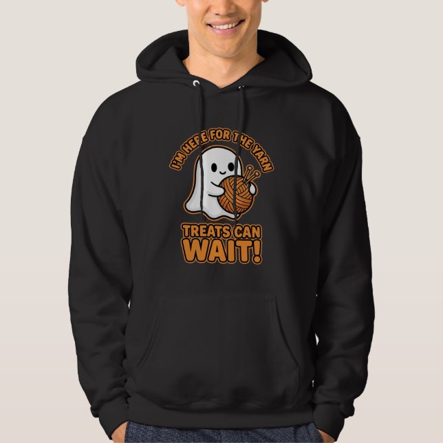 Virka Spök Yarn Halloween Design Hoodie (Framsida)