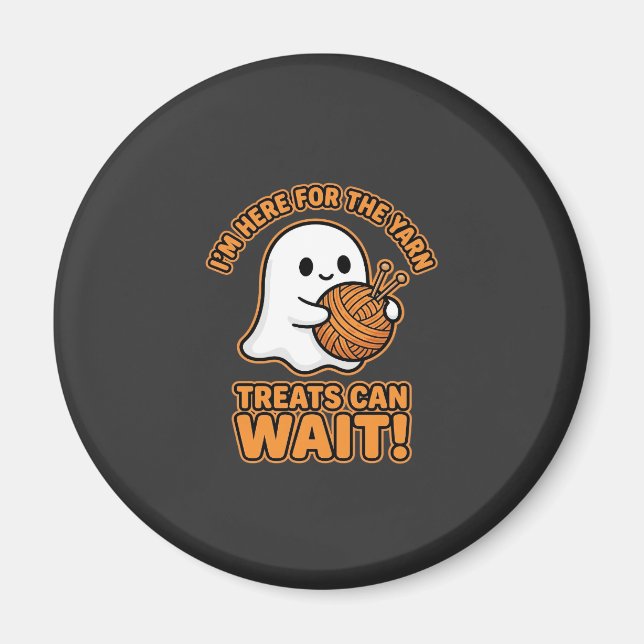 Virka Spök Yarn Halloween Design Magnet (Framsidan)
