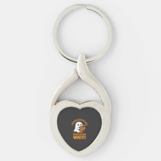 Virka Spök Yarn Halloween Design Twisted Heart Silverfärgad Nyckelring (Framsidan)