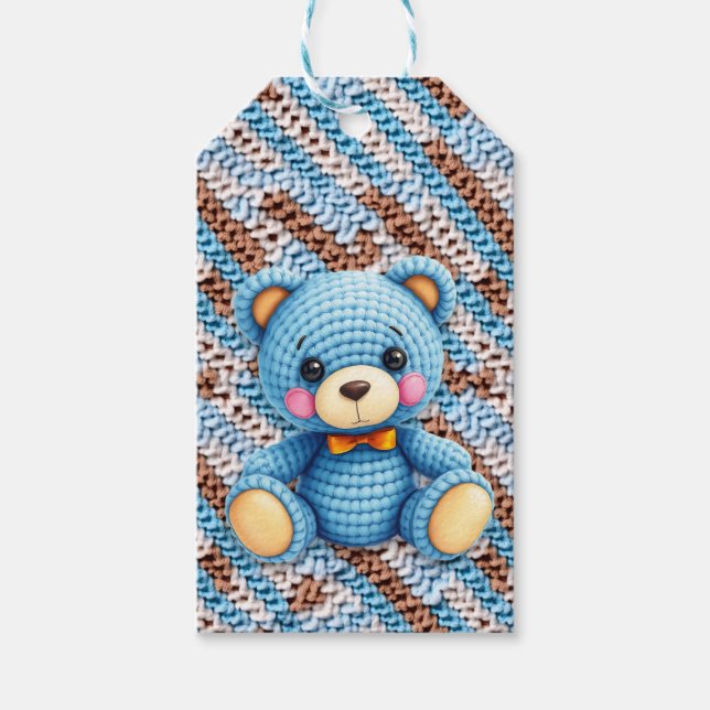 Virka Teddybjörn Till och Från Bebisfest Presentetikett (Framsidan)