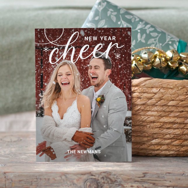 Virkad Glad Gott Nytt År Fotokort Julkort (Skapare uppladdad)