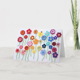 Virkad Kort med Blomsterfält