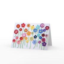 Virkad Kort med Blomsterfält
