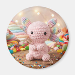 Virkad rosa axolotl pastell godis magnet