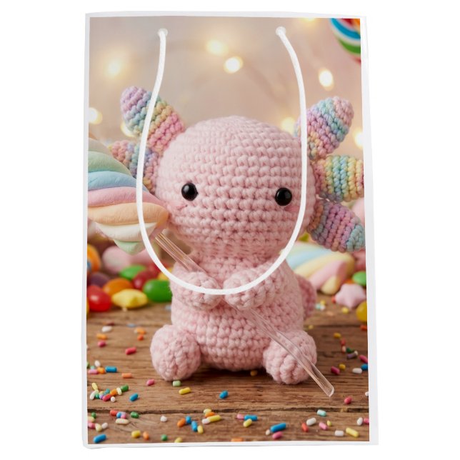 Virkad rosa axolotl pastell sötsak födelsedag (Framsidan)