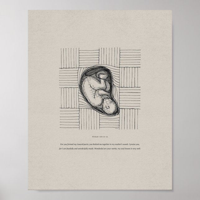 Virkade mig i min moders liv - Psalm 139 Poster (Framsidan)