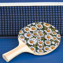 Virkade vita tusenskönor vårens vilda blommor pingisracket