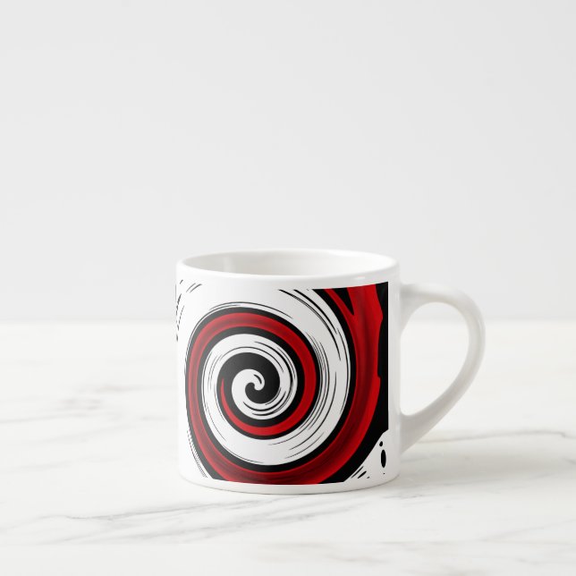 Virkande vätska cirkel modern svart röd vit färger espressomugg (Höger)