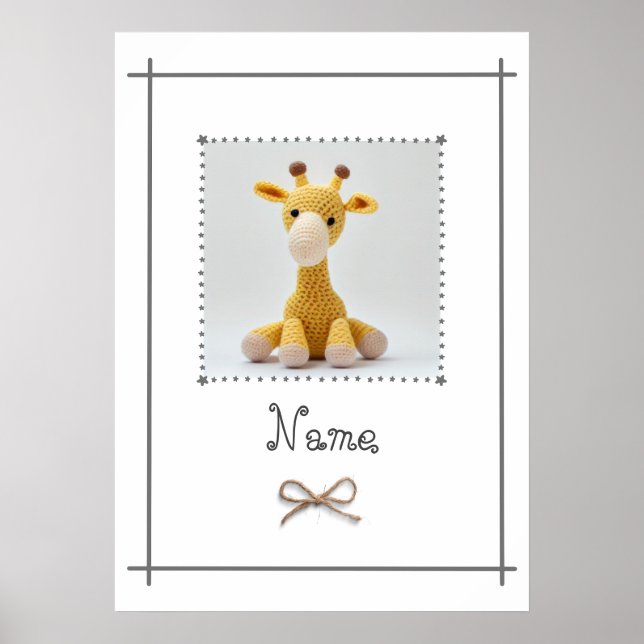 Virkat giraffdjur barnkammare minimalistisk väggko poster (Framsidan)