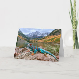 Virkat Kragad Ödla besöker Maroon Bells Helgkort