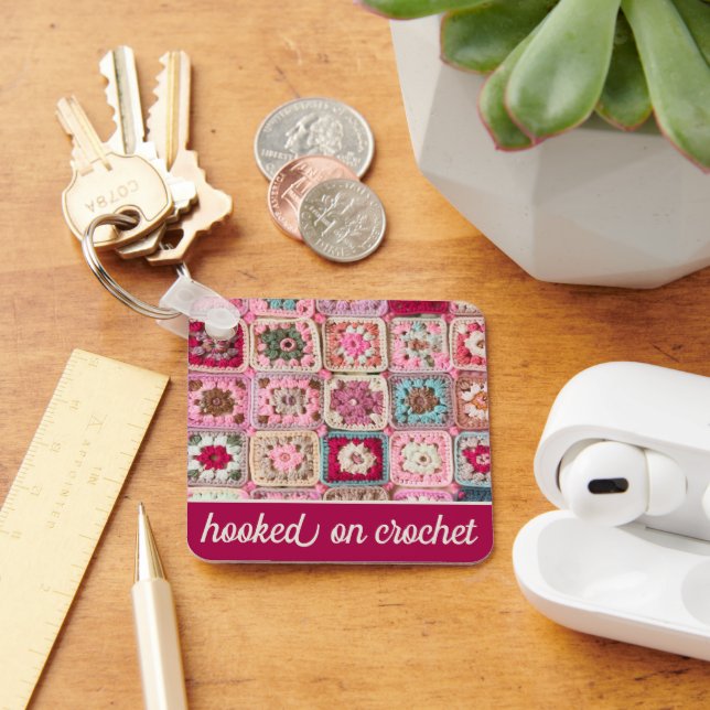 Virknad Virkad Stor fyrkant Nyckelring (Skrivbord)