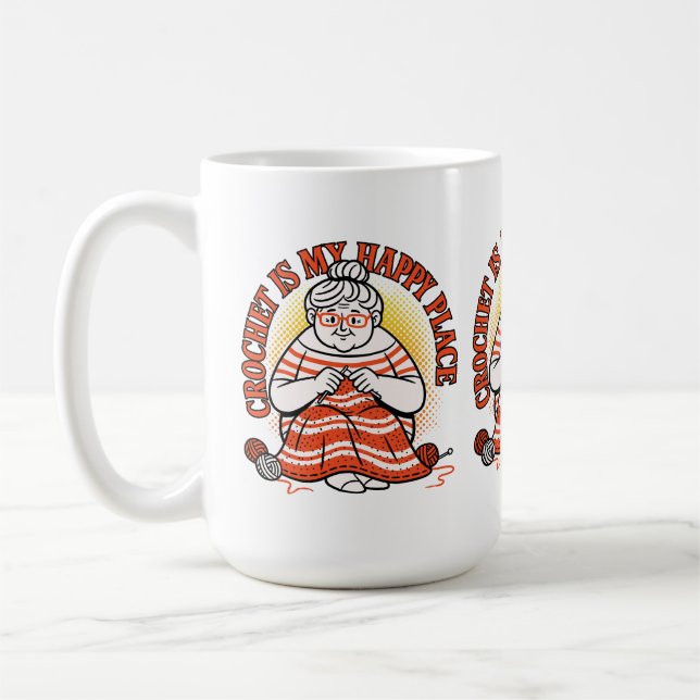 Virkning Är Min Lyckliga Plats – Glad Mormor Kaffemugg (Vänster)