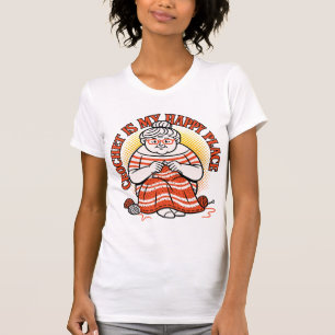 Virkning Är Min Lyckliga Plats – Glad Mormor T Shirt