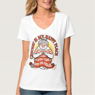 Virkning Är Min Lyckliga Plats – Glad Mormor T Shirt