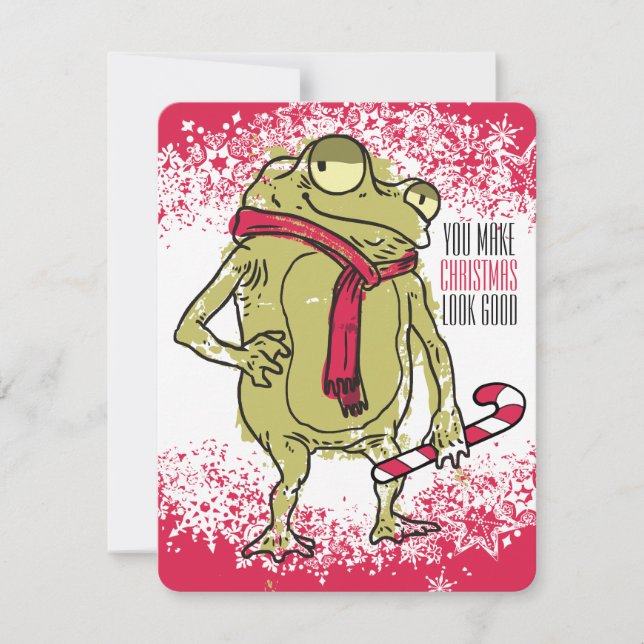 Virkning för grodascarfhandarbete som är handgjord julkort (Framsida)