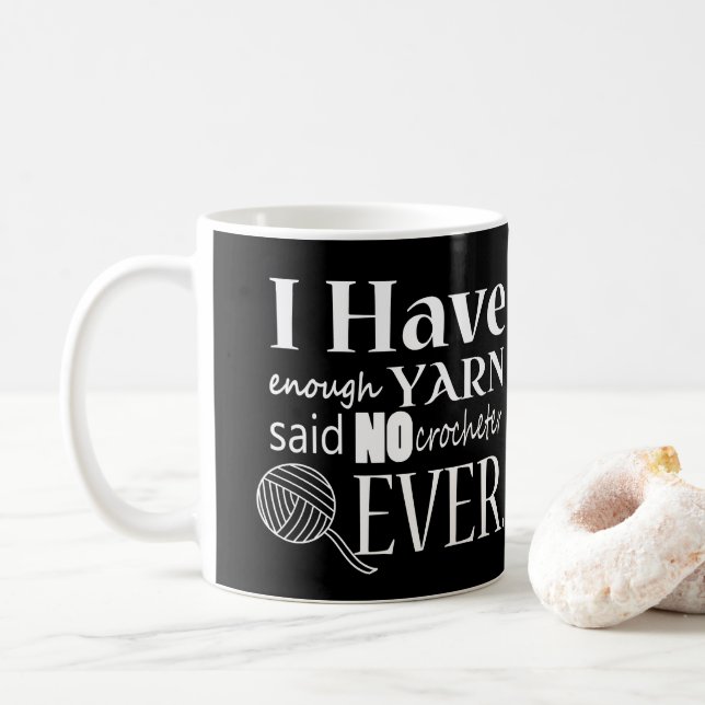 Virkning •, Inte nog garn tillverkar typografi Kaffemugg (Med munk)