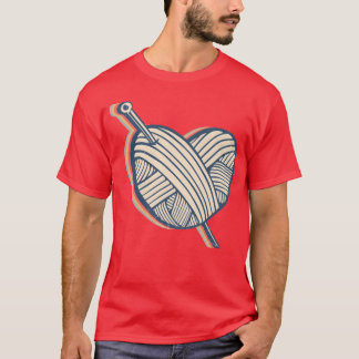 Virkning Virkare Virka Stickning Hjarta Retro T Shirt