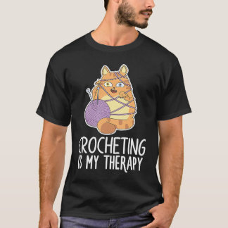 Virknings Katt Garn Syning Stickning T Shirt