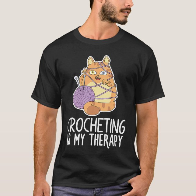 Virknings Katt Garn Syning Stickning T Shirt (Framsida)