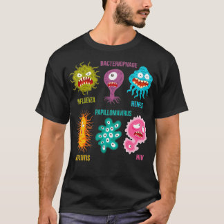Virologifamiljen för cute Colorful Virus T Shirt