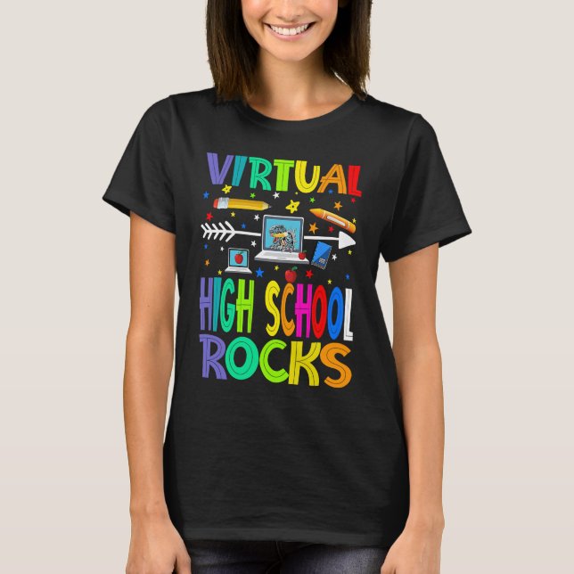 Virtual High School Rocks Back To School T Shirt (Framsida)