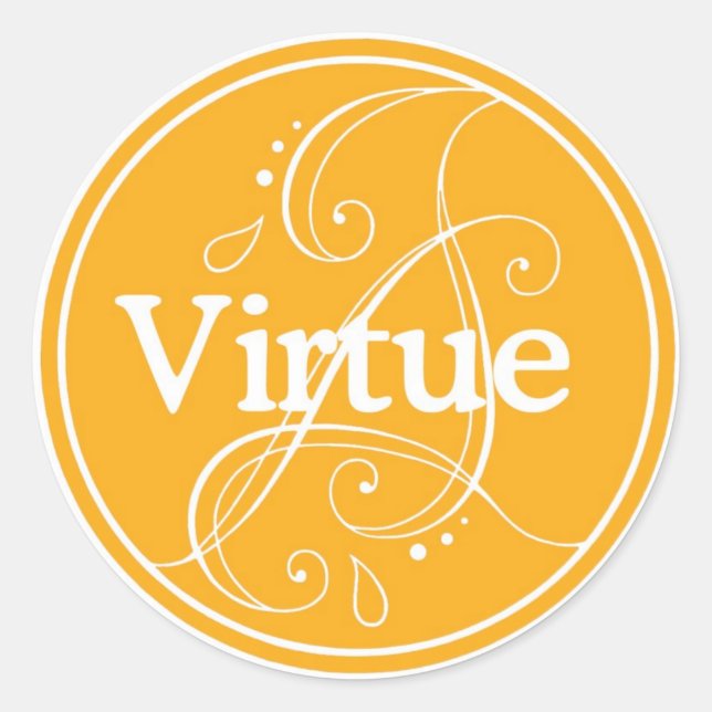 Virtue-etikett Runt Klistermärke (Framsida)