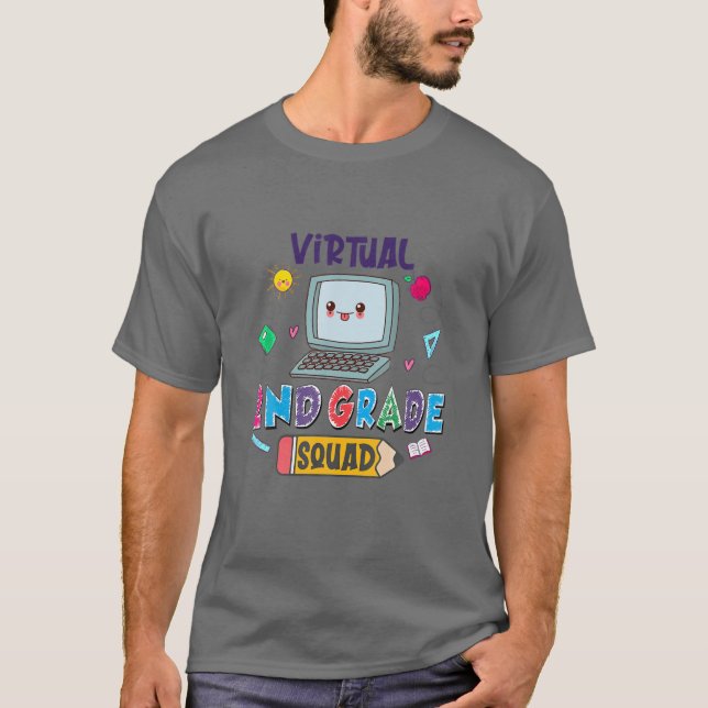Virtuell 2Nd Klass Squad Funny School T Shirt (Framsida)