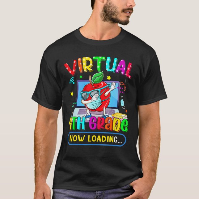 Virtuell 4:e Klass nu: Läser in äppelmask tillbaka T Shirt (Framsida)