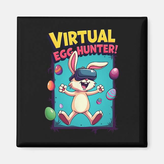 Virtuell äggjägare - Rolig Gamer Bunny Vr Påsk G Magnet (Framsidan)