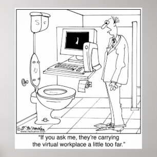 Virtuell arbetsplats i en badrum poster