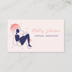 Virtuell Assistant Remote Worker Söt Calligraphy Visitkort