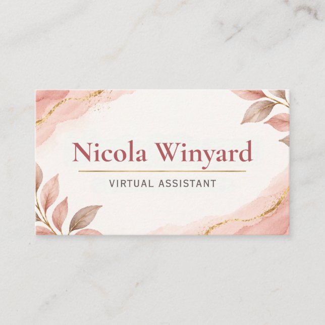 Virtuell assistent Elegant Rosa Visitkort (Framsida)