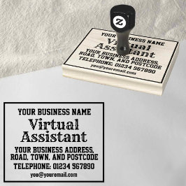 Virtuell assistent med Namn, Adress etc. Stämpel