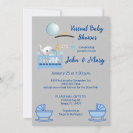 Virtuell baby shower-inbjudan för pojke inbjudningar