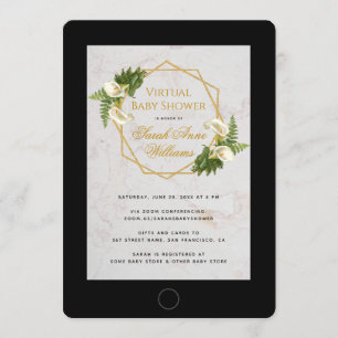 Virtuell baby shower - Kallaliljor Blommig Geometr Inbjudningar