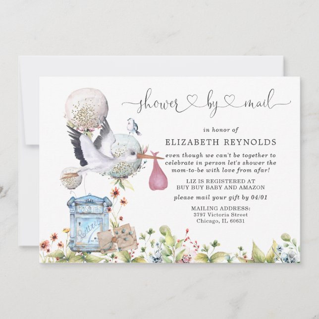 Virtuell baby shower via postinbjudan inbjudningar (Framsida)