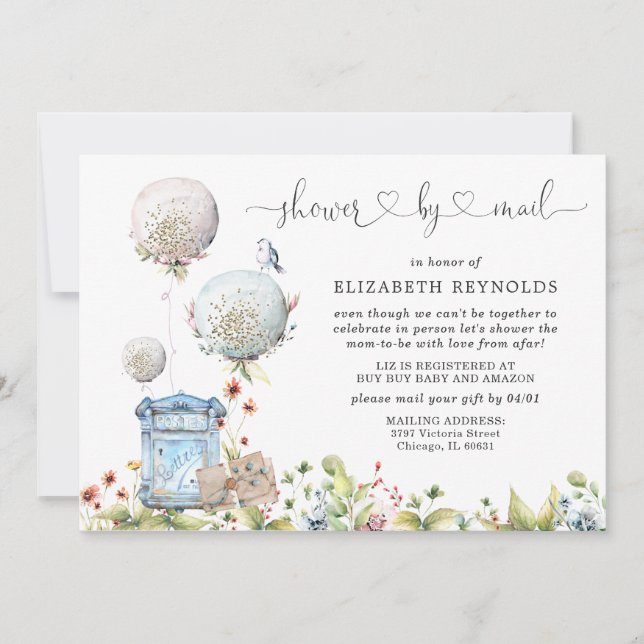 Virtuell baby shower via postinbjudan inbjudningar (Framsida)